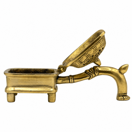 Handcrafted Brass Incense Burner with Perforated Lid & Sculpted Handle