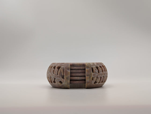 Hand-Carved Sunflower Marble Coaster Set – One-of-One Artisan Masterpiece - Handcrafted Indian Home Decor