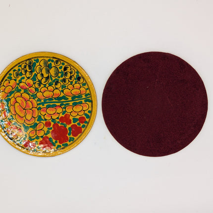 Classic Kashmiri Papier-Mâché Coaster Set — Handmade Indian Artisanal