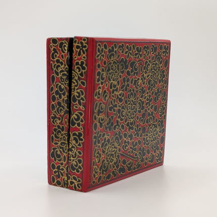 Regal Kashmiri Papier-Mâché Coaster Set (Square) — Handmade Indian Artisanal