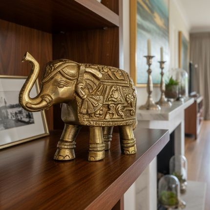 Stunning Brass Elephant Sculpture (Variant 2) — Handmade Indian Artisanal