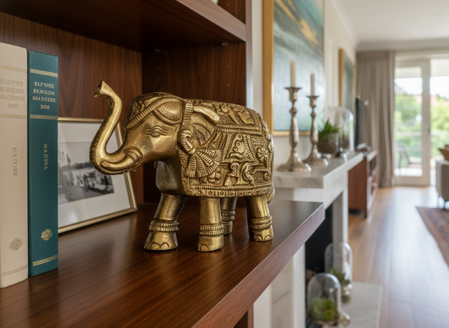 Stunning Brass Elephant Sculpture (Variant 2) — Handmade Indian Artisanal