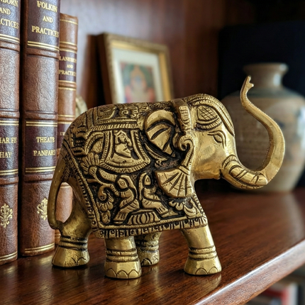 Premium Brass Elephant Sculpture (Variant 1) — Handmade Indian Artisanal