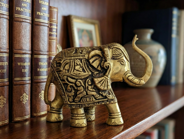 Premium Brass Elephant Sculpture (Variant 1) — Handmade Indian Artisanal