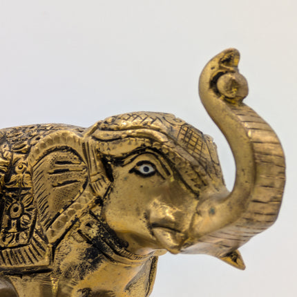 Divine Elephant Solid Brass Sculpture - Handmade Indian Artisan