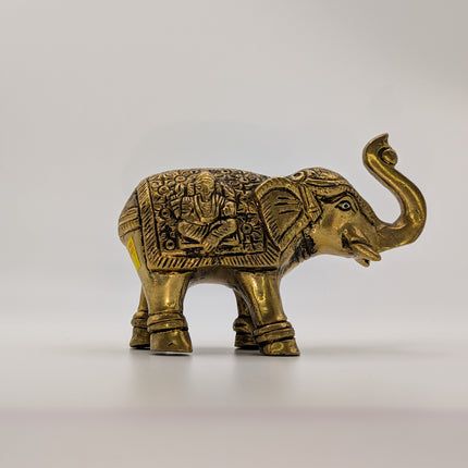 Divine Elephant Solid Brass Sculpture - Handmade Indian Artisan