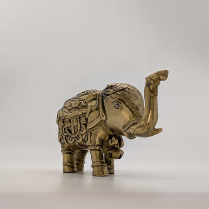 Good Luck Totem Elephant Solid Brass Sculpture - Handmade Indian Artisan