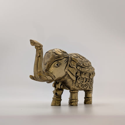 Good Luck Totem Elephant Solid Brass Sculpture - Handmade Indian Artisan
