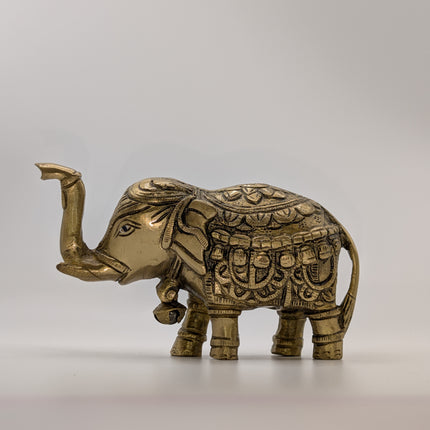 Good Luck Totem Elephant Solid Brass Sculpture - Handmade Indian Artisan
