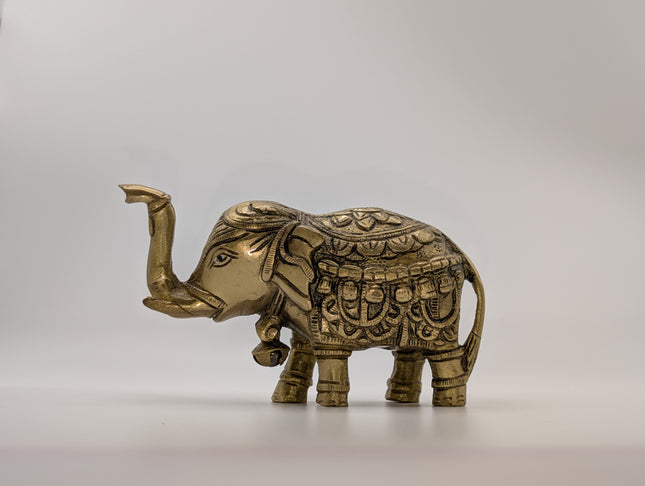 Good Luck Totem Elephant Solid Brass Sculpture - Handmade Indian Artisan