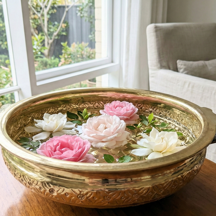 Exquisite Statement Piece Brass Bowl Large - Handmade Indian Artisan