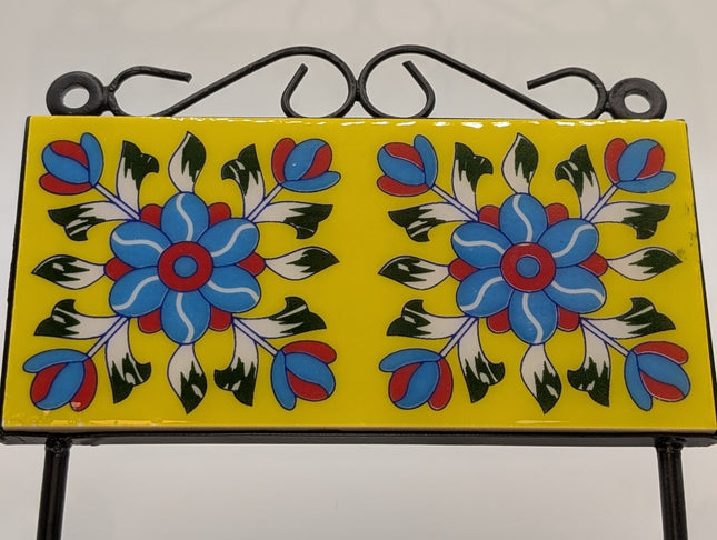 Vibrant Ceramic Double Hanger Hook — Handmade Indian Artisanal