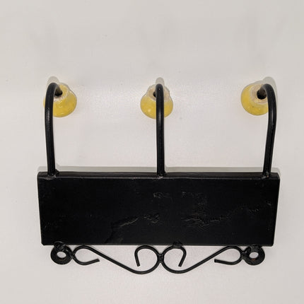 Vibrant Triple Ceramic Hook - Hand-Painted Indian Wall Hanger