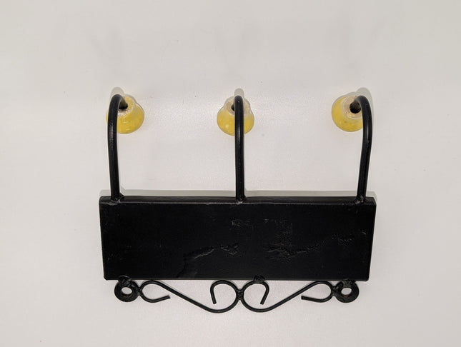 Vibrant Triple Ceramic Hook - Hand-Painted Indian Wall Hanger