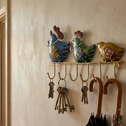 Hand-Painted Bird Hook Rail · Where Folk Art Meets Your Daily Ritual