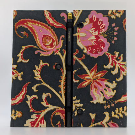 Magnificent Paisley Handmade Notebook - Traditional Indian Textile & Handcrafted Paper (18×18 cm)