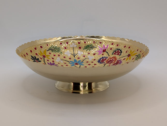 Hand-Painted Etched Brass Bowl · Where Ancient Metal Craft Blooms in Colour
