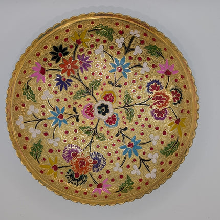 Hand-Painted Etched Brass Bowl · Where Ancient Metal Craft Blooms in Colour