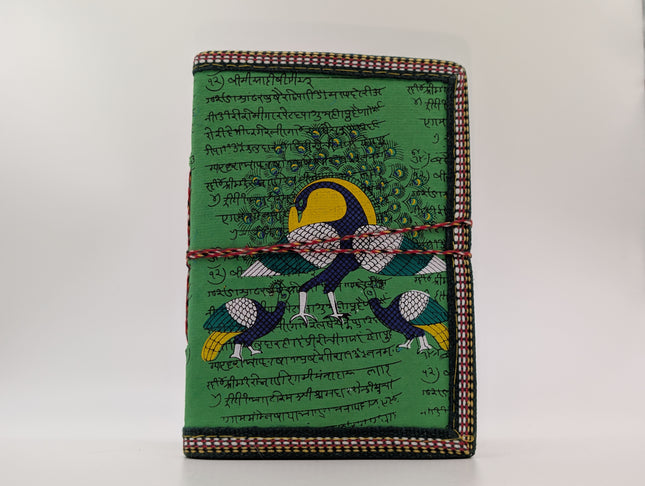 Quaint Handmade Notebook with Script & Hamsa Motif - 96 Pages