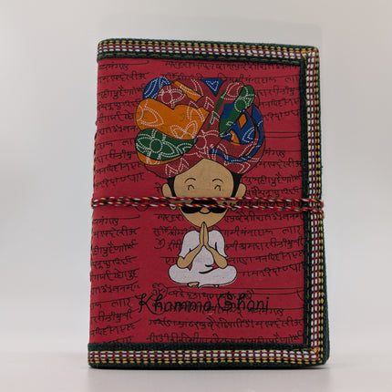 Quaint Handmade Notebook with Script & Hamsa Motif - 96 Pages