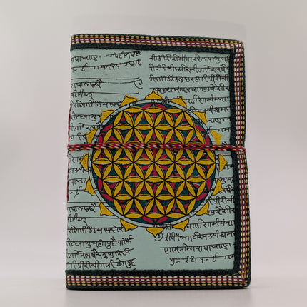 Quaint Handmade Notebook with Script & Hamsa Motif - 96 Pages