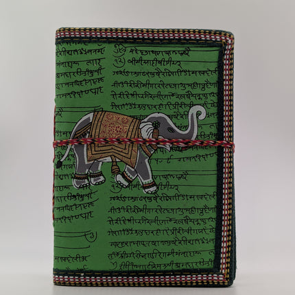 Quaint Handmade Notebook with Script & Hamsa Motif - 96 Pages