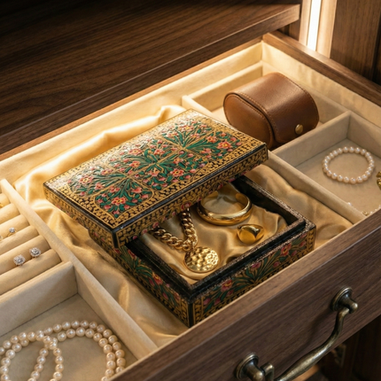 Handmade papier-mâché jewellery box – Handcrafted Kashmiri Papier-Mâché Jewellery Box by The Ganges