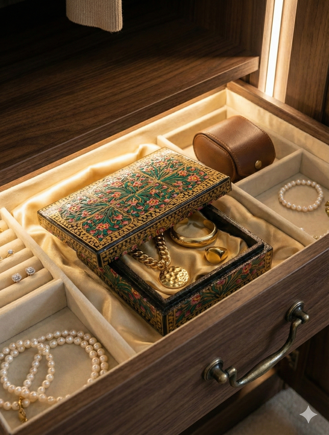 Handmade papier-mâché jewellery box – Handcrafted Kashmiri Papier-Mâché Jewellery Box by The Ganges