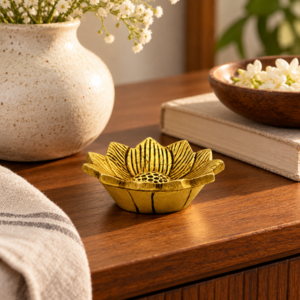 Handcrafted Brass Lotus Diya – Oil Lamp for Pooja & Diwali
