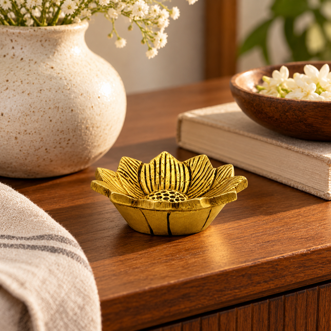 Handcrafted Brass Lotus Diya – Oil Lamp for Pooja & Diwali