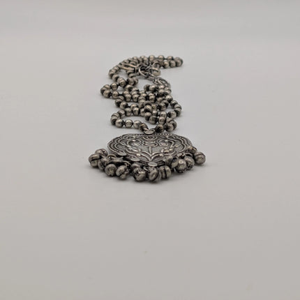 The Heart Amulet Ghungroo Necklace in Oxidised German Silver