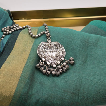 The Heart Amulet Ghungroo Necklace in Oxidised German Silver