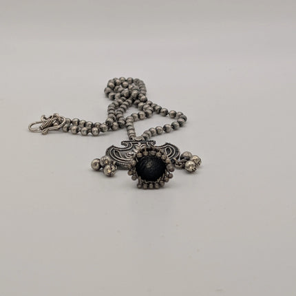 Bird and Jhumka Pendant Necklace on Oxidised German Silver Bead Chain