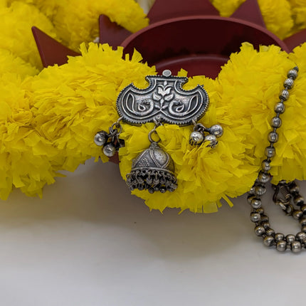 Bird and Jhumka Pendant Necklace on Oxidised German Silver Bead Chain