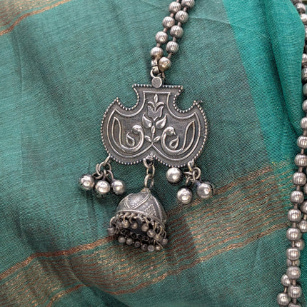 Bird and Jhumka Pendant Necklace on Oxidised German Silver Bead Chain