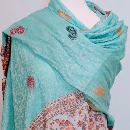 Kashmiri Cashmere Shawl - Blue Floral | Woven in Kashmir, Ships from Sydney