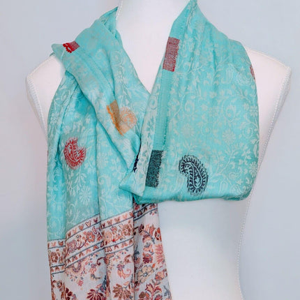 Kashmiri Cashmere Shawl - Blue Floral | Woven in Kashmir, Ships from Sydney