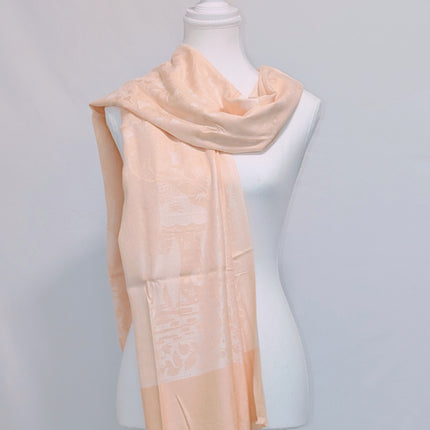Authentic Cashmere Shawl — Delicate Saffron with Solid Weave