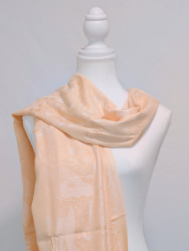 Authentic Cashmere Shawl — Delicate Saffron with Solid Weave