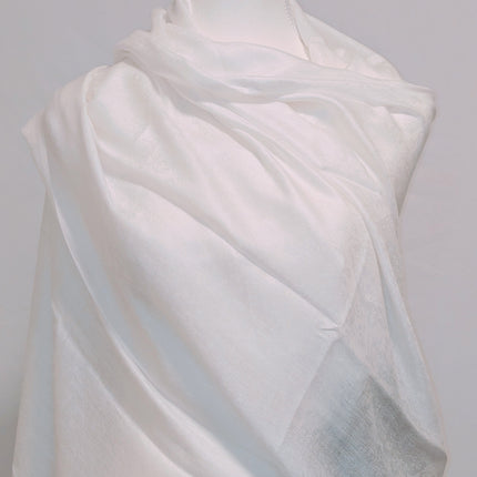 Authentic Cashmere Shawl — Ivory with Charcoal Paisley Border