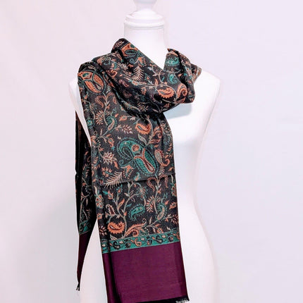 Kashmiri Cashmere Shawl - Black, Multicolour Paisley | Woven in Kashmir