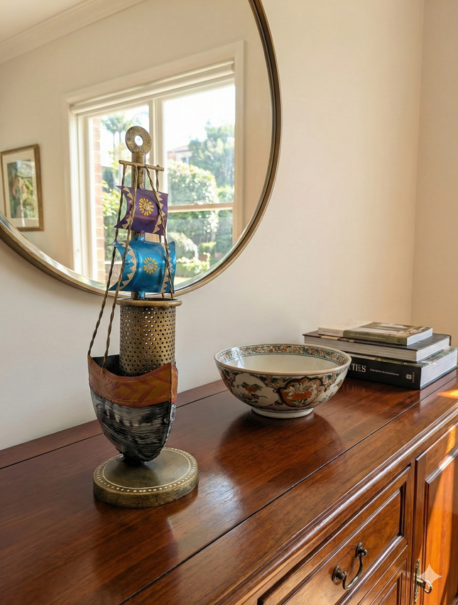 Handmade metal pen stand – Vibrant Metal Ship Pen Stand by The Ganges