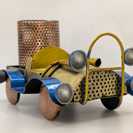 Vintage Metal Car Pen Stand — Handmade Indian Artisanal