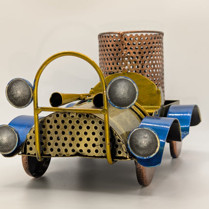 Vintage Metal Car Pen Stand — Handmade Indian Artisanal