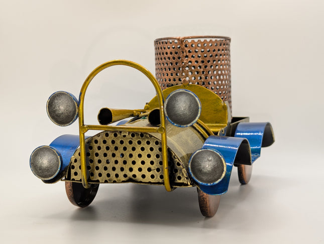 Vintage Metal Car Pen Stand — Handmade Indian Artisanal