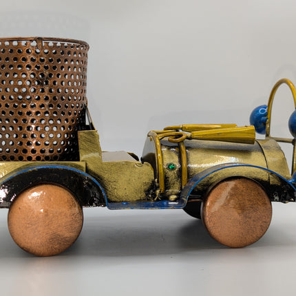 Vintage Metal Car Pen Stand — Handmade Indian Artisanal