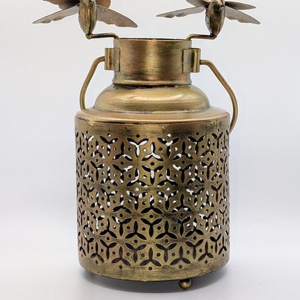 Grand Milk-Can Style Metal Tealight Holder — Handmade Indian Artisanal