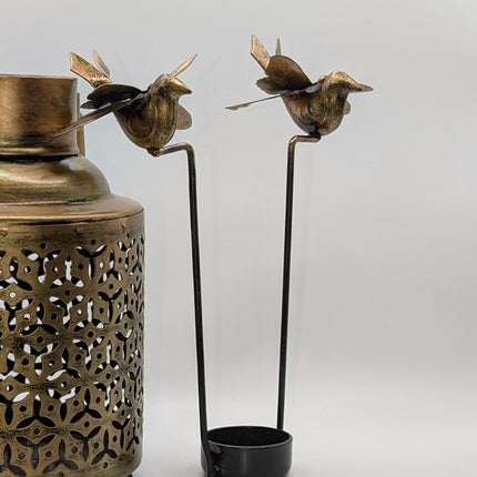 Grand Milk-Can Style Metal Tealight Holder — Handmade Indian Artisanal