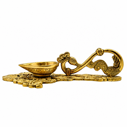 Handcrafted Brass Peacock Spoon Diya – Oil Lamp for Pooja & Diwali