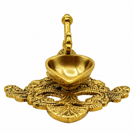 Handcrafted Brass Peacock Spoon Diya – Oil Lamp for Pooja & Diwali